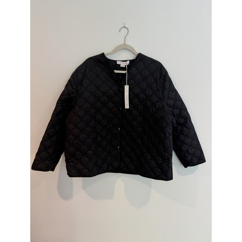 Lisa Says Gah Quilted Jacket XL / XXL NWT Black Puffer Lightweight Liner Button - Picture 2 of 8